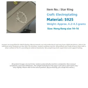 Makroaufnahme des S925 Sterlingsilber-Sternrings mit Vintage-Textur und Galvanik