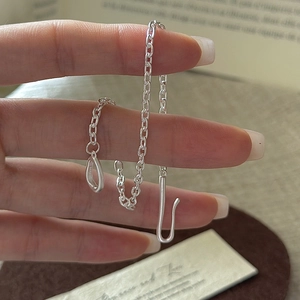925 Sterling Silver Retro Korean Style Bracelet For Women Personalized Irregular Design Minimalist Clasp Chain Fashion Jewelry