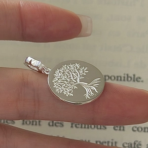 925 Sterling Silver Tree Of Life Pendant Necklace Vintage Round Disc Charm For Women Minimalist Korean Style Jewelry Gift