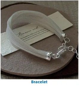 Detailed view of S925 sterling silver mesh bracelet with lobster clasp and extender
