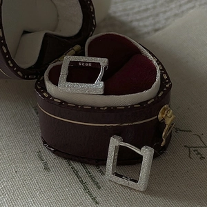 S925 sterling silver square hoop earrings with frosted finish in vintage velvet jewelry box