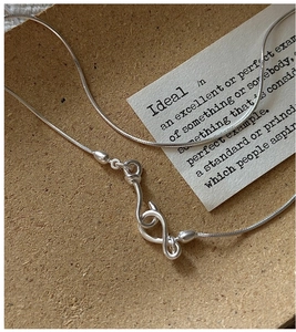 Macro detail of S925 sterling silver snake chain necklace with organic toggle clasp