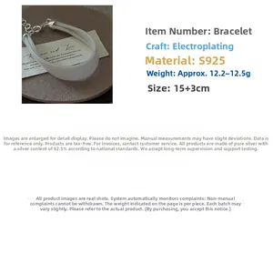 Detailed view of S925 sterling silver mesh bracelet with adjustable 15+3cm extension chain