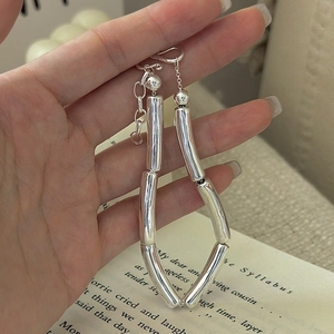 S925 Sterling Silver Irregular Bamboo Joint Bracelet For Women Minimalist Vintage Style Electroplated Metal Chain Jewelry