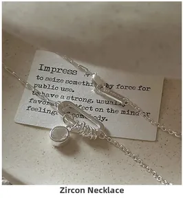 Close-up of S925 sterling silver necklace featuring a D-buckle pendant with clear zircon