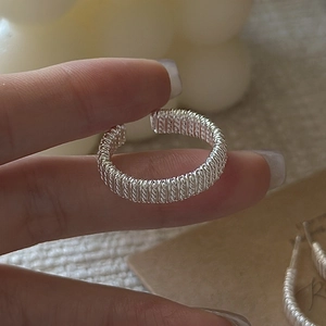 Bague Tissée en Argent Sterling 925 pour Femmes Vintage Minimaliste Style Coréen Fil Torsadé Bague Réglable Bijoux de Mode