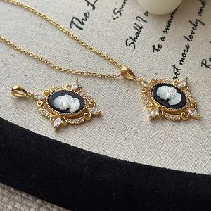 Vintage 925 Sterling Silver Portrait Cameo Pendant Necklace With Rhinestone Detail Elegant Retro Jewelry For Women Gift