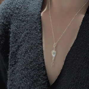 Collana S925 in argento sterling con pendente in cristallo giallo su maglia elegante