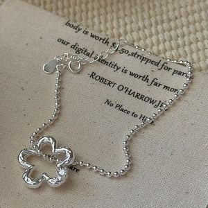 Bracciale a Fiori in Argento Sterling 925 per Donna Minimalista Cavo Floreale Catena a Sfere Regolabile Gioielli Strass Regalo