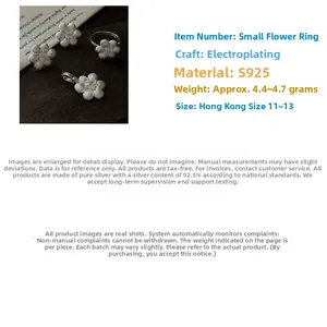 Detail of S925 sterling silver floral jewelry set with brushed finish and zircon accents