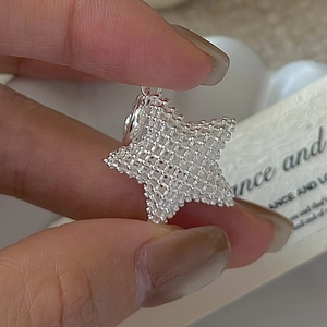 S925 Sterling Silver 3D Mesh Star Pendant Minimalist Niche Design Hollow Pentagram Pendant For Women Fashion Jewelry