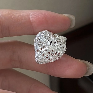 925 Sterling Silver Hollow Heart Pendant Filigree Scroll Pattern Vintage Style Jewelry Necklace Charm For Women