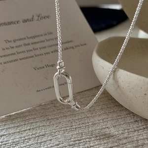 Collier minimaliste en argent sterling S925 maille pop-corn avec boucle ovale