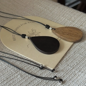 Retro 925 Sterling Silver Wood Teardrop Pendant Long Necklace For Women Simple Geometric Sweater Chain Niche Jewelry Gift