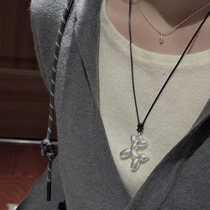 Collier minimaliste en argent sterling S925 avec pendentif chien ballon et cordon
