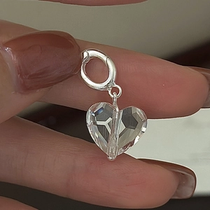 S925 Sterling Silver Heart Shaped Faceted Rhinestone Pendant Necklace For Women Korean Style Fashion Jewelry Accessory