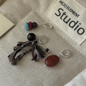 Retro 925 Sterling Silver Pendant For Women Minimalist Red Stone Turquoise Wood Bead Ethnic Style Woven Tassel Jewelry Accessory