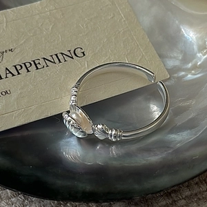 S925 sterling silver shell ring with pearl accent, adjustable minimalist ocean jewelry