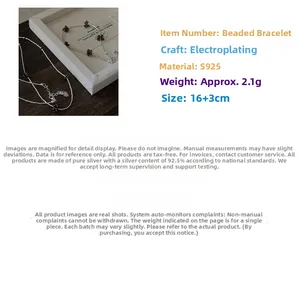 Detailed technical specifications of minimalist S925 sterling silver beaded bracelet