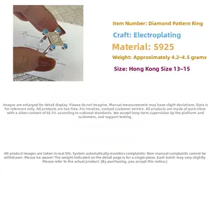 Detailed view of an S925 silver argyle ring featuring vintage turquoise style bead accents