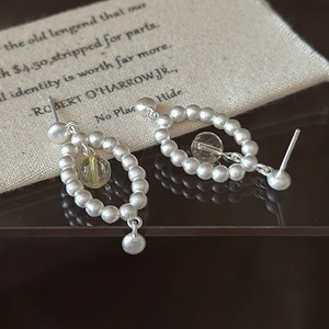 Boucles d'oreilles S925 en argent sterling mat avec pendentif jaune translucide
