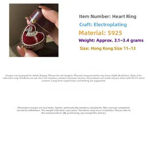 Detail of S925 sterling silver heart ring showing CNC textured finish and weight specs