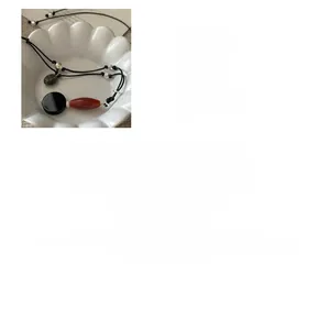 Detail of S925 sterling silver beads and agate sweater chain with 100cm long cord