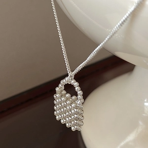 Collier minimaliste en argent sterling S925 avec pendentif cœur perlé et chaîne fine