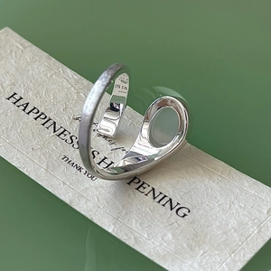 Minimalist S925 sterling silver open ring with a twisted design and polished finish