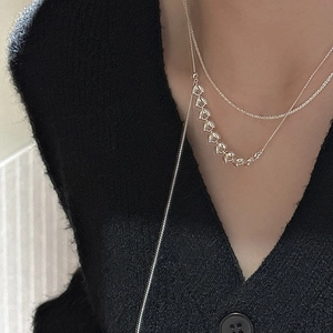 S925 sterling silver wheat ear double-layered Y necklace for a minimalist look