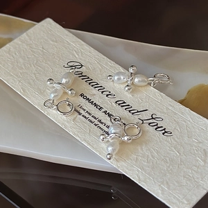 Handmade S925 silver snowman cross pendant with natural freshwater pearls for jewelry DIY