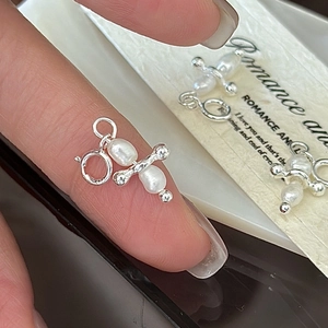 S925 Sterling Silver Snowman Pendant Necklace For Women Simple Cute Freshwater Pearl Accessory Niche Design Jewelry Gift