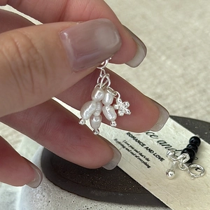 Handcrafted S925 silver flower pendant with freshwater pearl clusters in minimalist style
