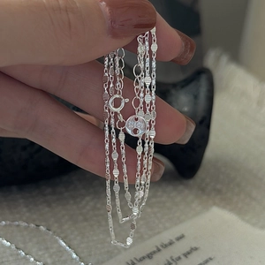 Collier en Argent Sterling 925 avec Disques de Paillettes Facettées en Fer à Cheval Chaîne de Clavicule Minimaliste Bijoux