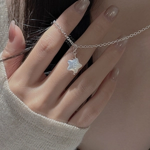 Collier étoile minimaliste en argent s925 avec pendentif en nacre pour femmes chic