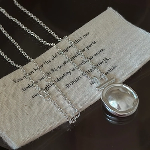 Minimalist S925 sterling silver necklace with textured oval hammered pendant
