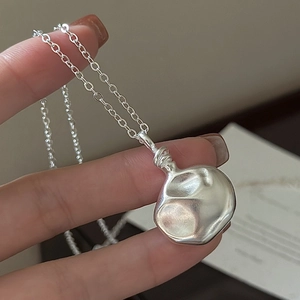 S925 Sterlingsilber Wasserkocher Anhänger Halskette Für Damen Retro Unregelmäßige Lavatextur Minimalistischer Schmuck Geschenk