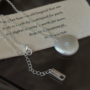 Minimalist S925 sterling silver necklace featuring a frosted round zircon pendant