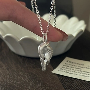 Minimalist S925 sterling silver necklace with abstract matte geometric pendant design