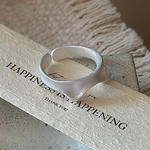 Minimalist S925 sterling silver cat ear open ring with vintage matte textured finish