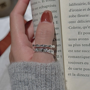 S925 sterling silver stackable textured rings with irregular hammered lava design