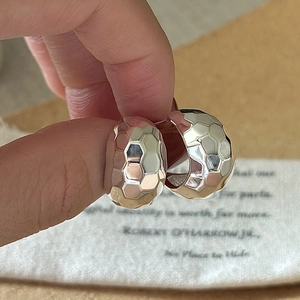 925 Sterling Silver Hammered Hoop Earrings For Women Minimalist Vintage Geometric C-Shaped Textured Earrings Jewelry Gift