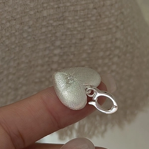 S925 Sterling Silver Heart Pendant Charm Star Engraved Brushed Texture Minimalism Pendant Fashion Jewelry For Women