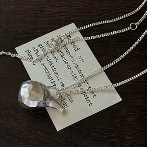 Minimalist S925 sterling silver necklace with a vintage hammered water kettle pendant