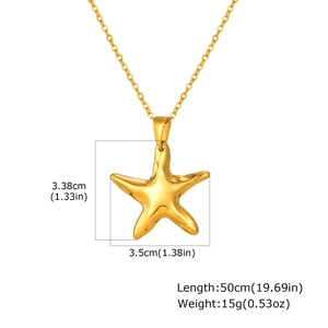 Détail du pendentif étoile de mer en or 18K avec dimensions et poids spécifiques