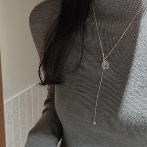 S925 sterling silver tennis racket necklace with minimalist pendant for women