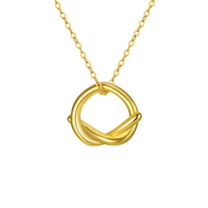Collier à pendentif nœud doré minimaliste avec chaîne à maillons élégante sur fond blanc