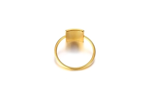 Nahaufnahme eines minimalistischen 10mm Gold-Edelstahlrings mit polierter gebogener Platte