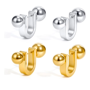 Minimalistische U-förmige Creolen mit polierten Stahlkugeln in Gold und Silber-Finish