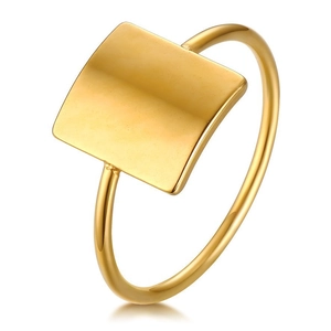 Minimalistischer Geometrischer Quadratischer Siegelring Für Damen Schlicht Aus Edelstahl Gravierbar Vergoldet Polierter Ring Schmuck